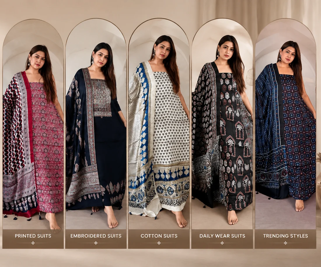 Unstitched Suits — Modal Ajrakh Hand Block