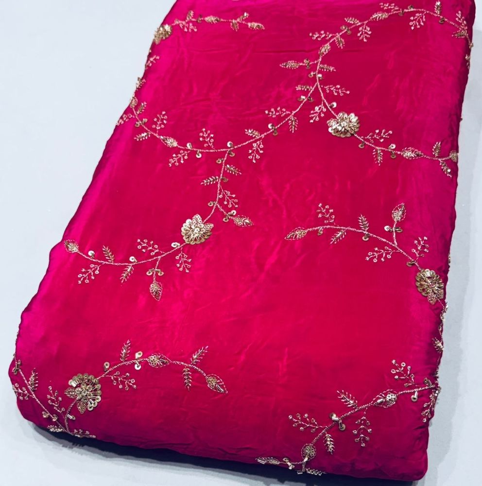 Crepe Sequence Zari Embroidery Magenta