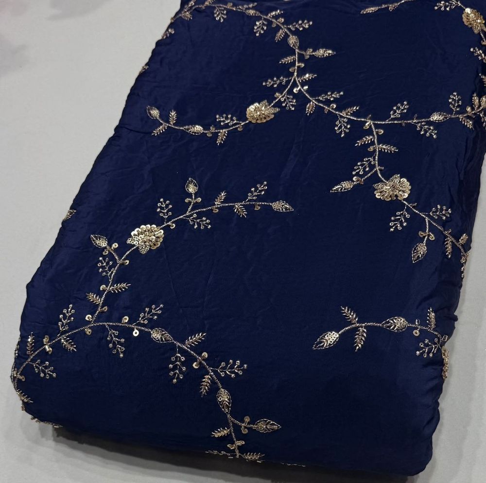 Crepe Sequence Zari Embroidery Navy Blue