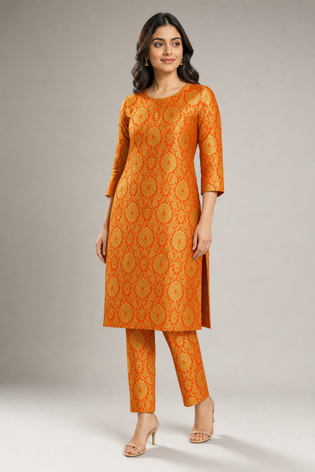 Kimkhaab Brocade Banarasi Orange