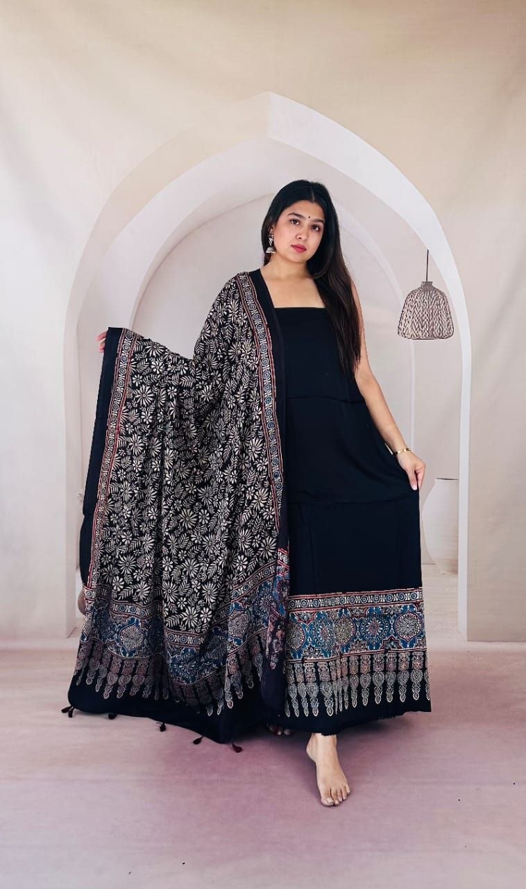 Black Modal Ajrakh Suit 1