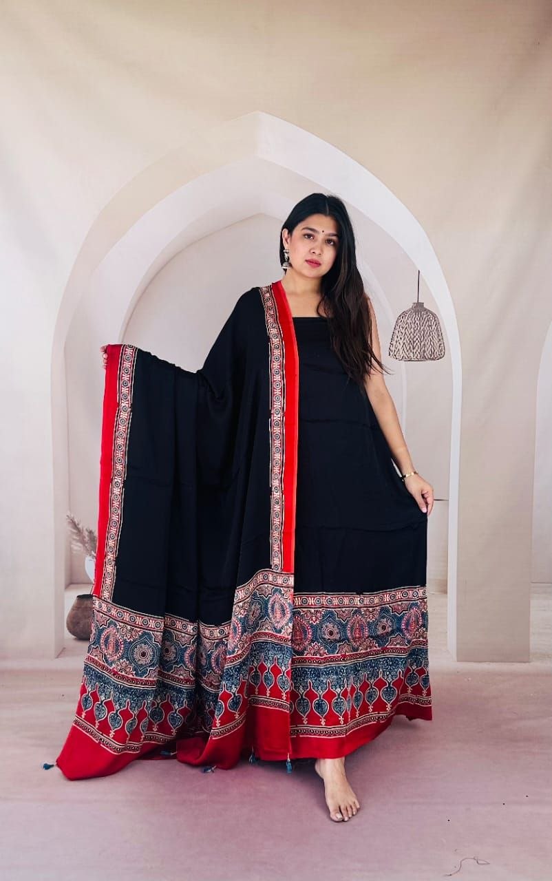 Black Modal Ajrakh Suit 2