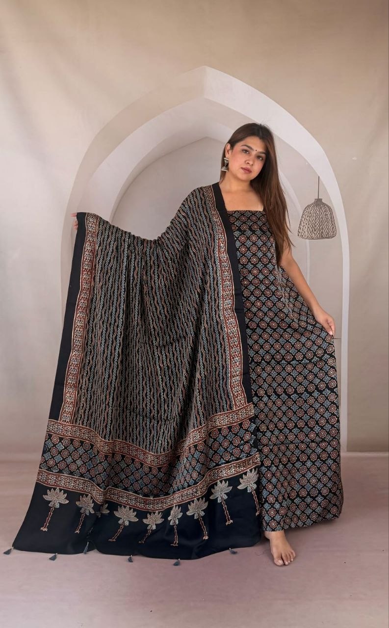 Black Modal Ajrakh Suit 8
