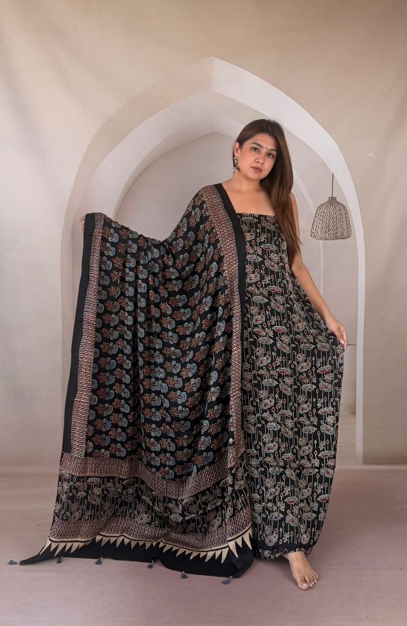 Black Modal Ajrakh Suit 9