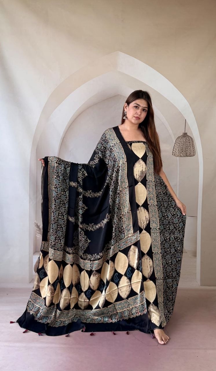 Black Modal Ajrakh Suit 11