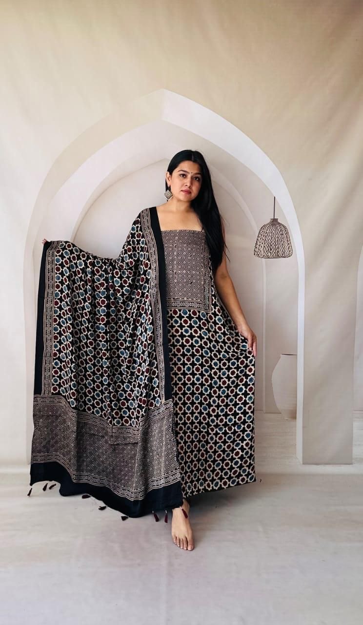Black Modal Ajrakh Suit 14