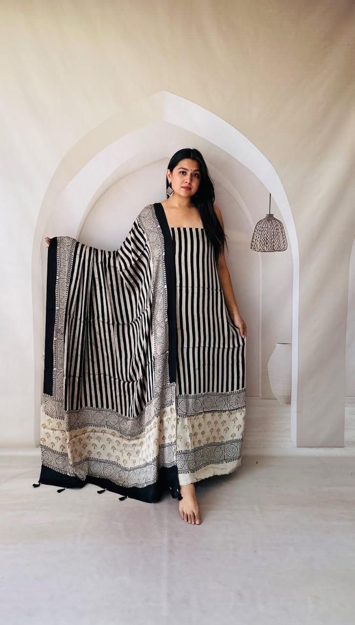 Black Modal Ajrakh Suit 15