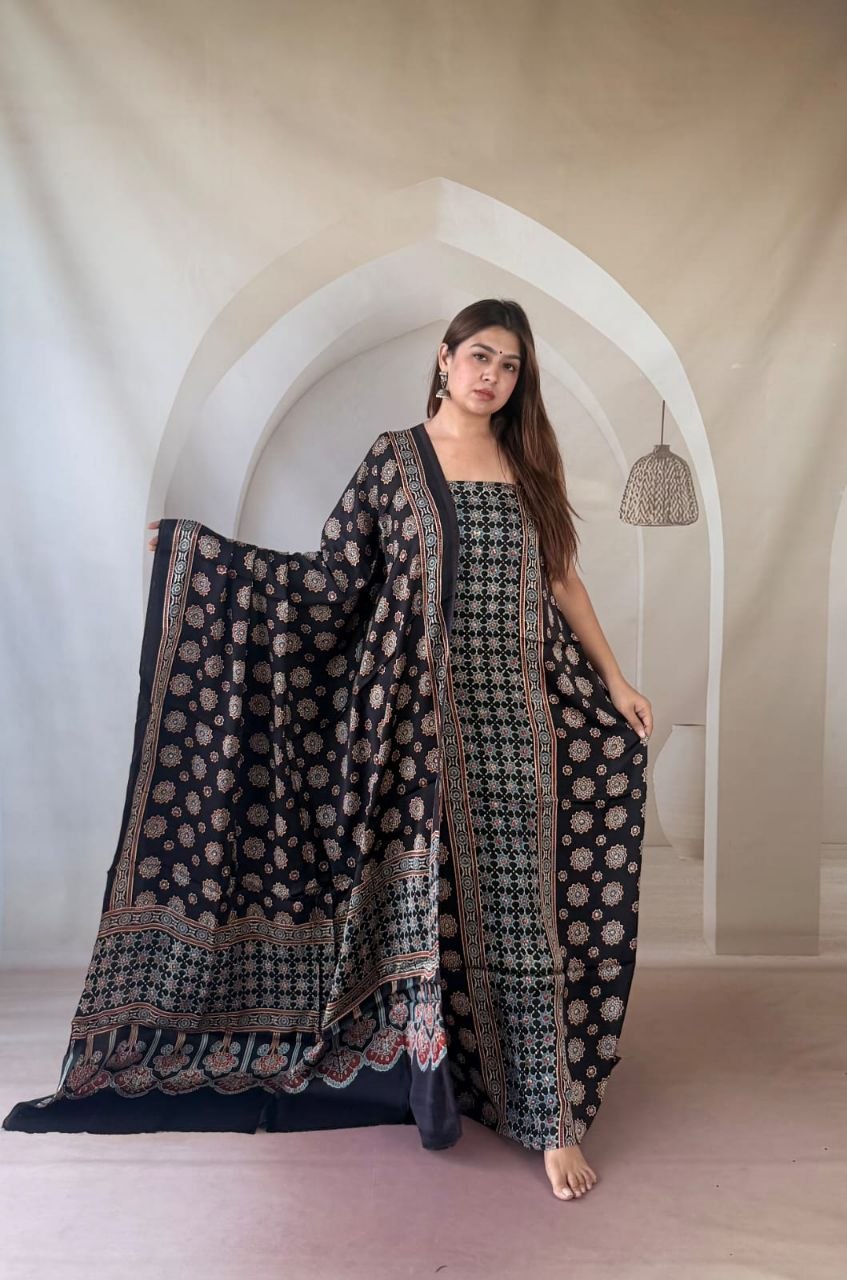 Black Modal Ajrakh Suit 17