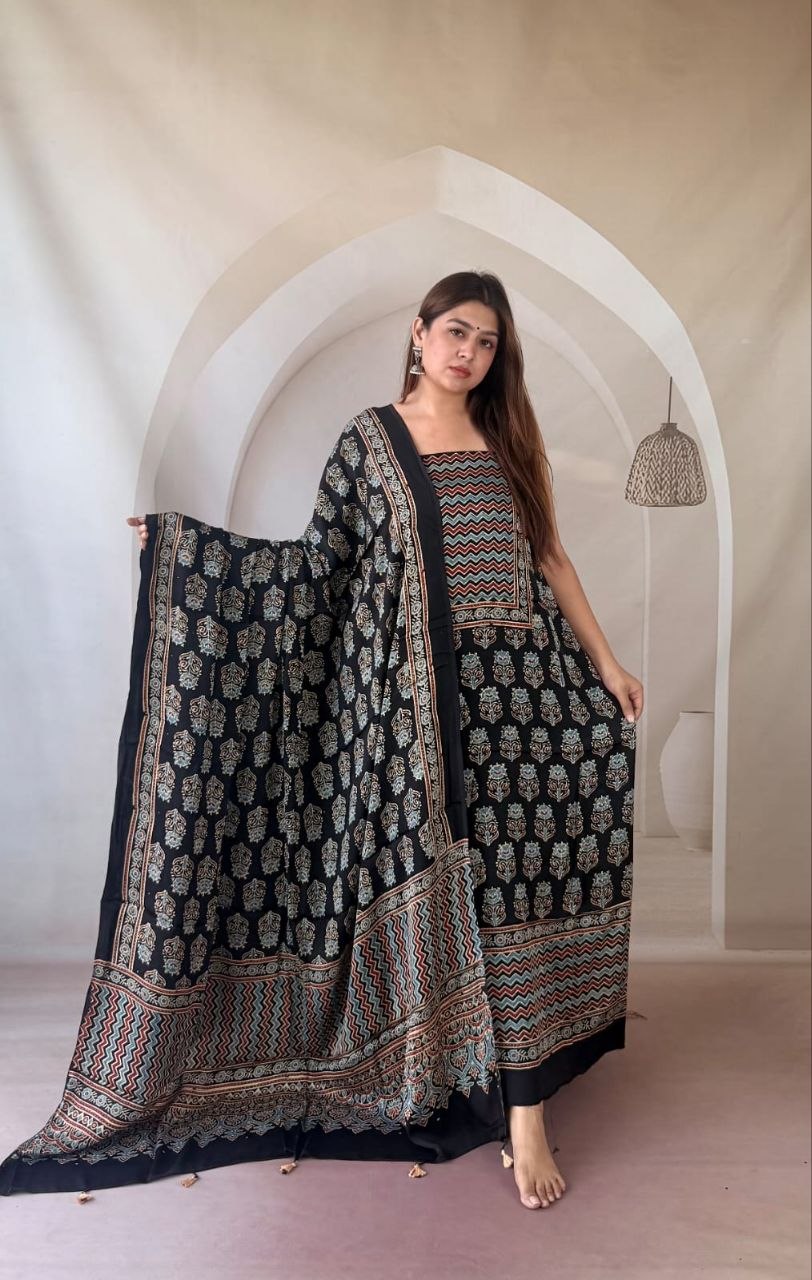 Black Modal Ajrakh Suit 18