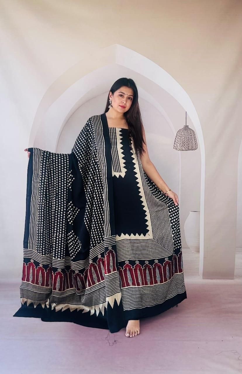 Black Modal Ajrakh Suit 23