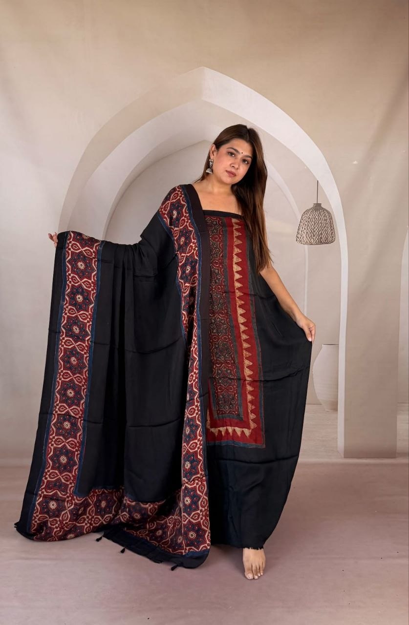 Black Modal Ajrakh Suit 24