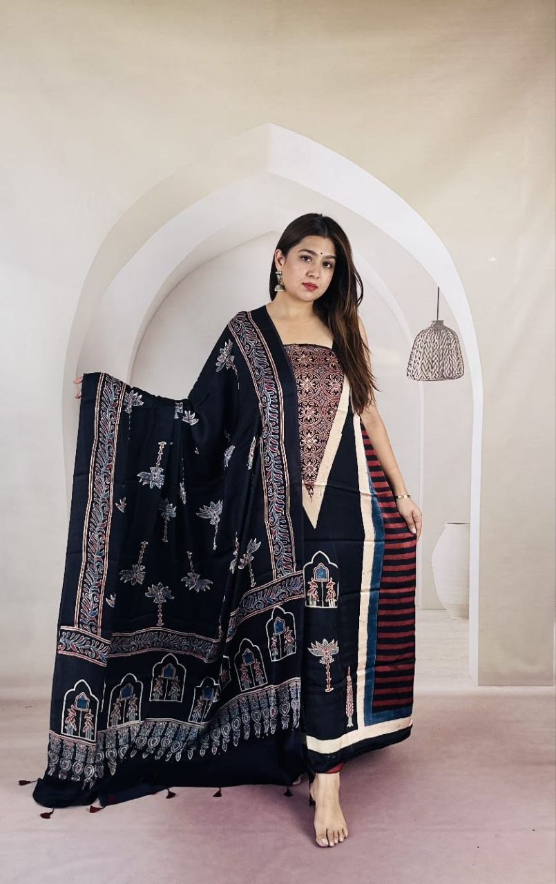 Black Modal Ajrakh Suit 27