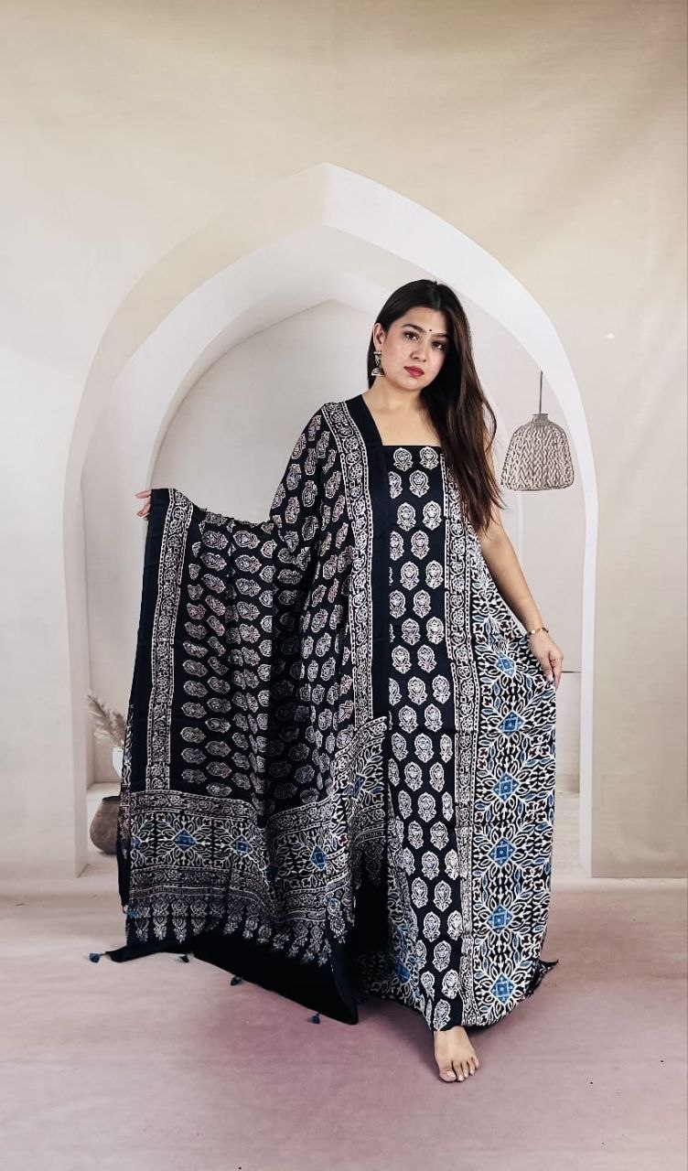 Black Modal Ajrakh Suit 28