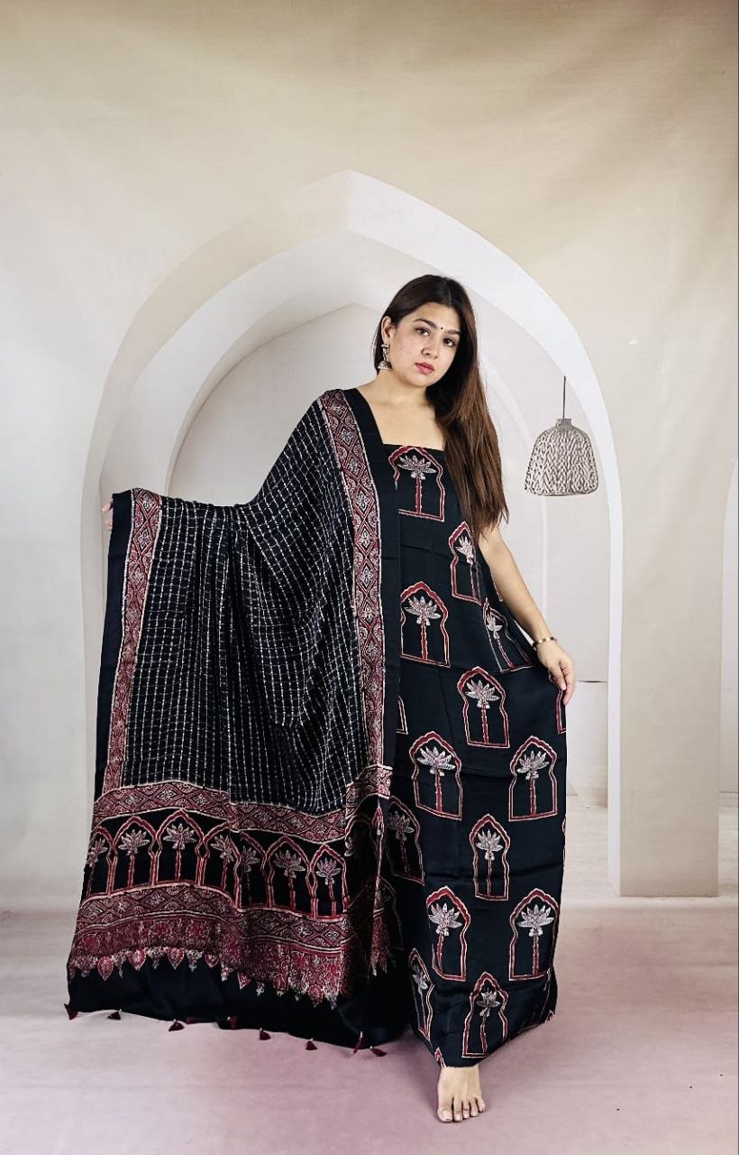 Black Modal Ajrakh Suit 29