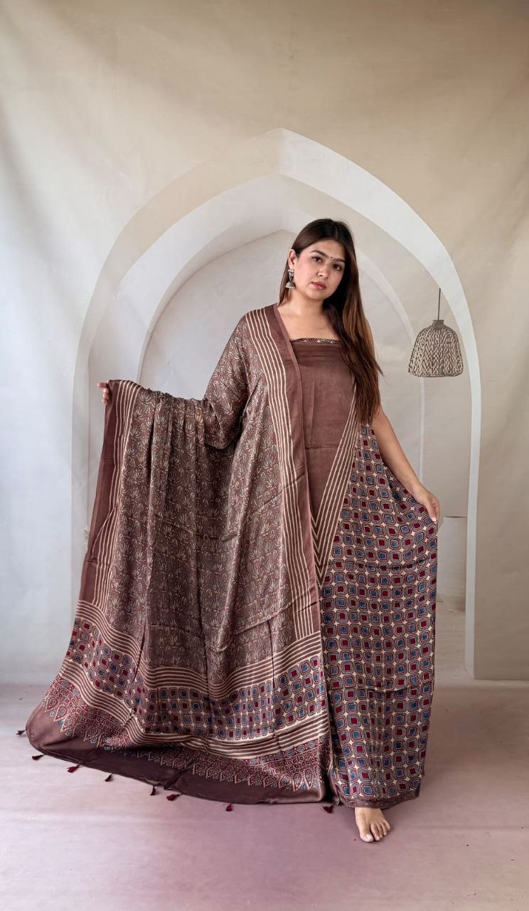 Brown Modal Ajrakh Suit 1