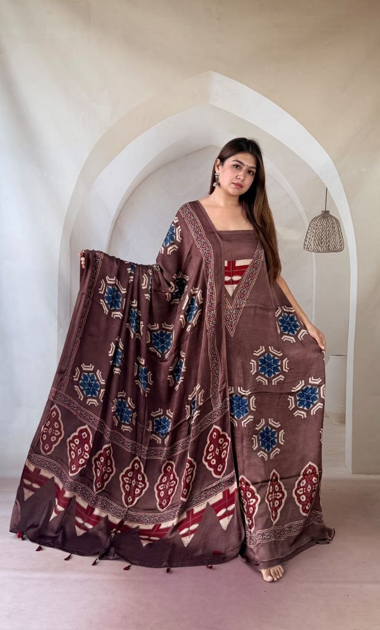 Brown Modal Ajrakh Suit 2