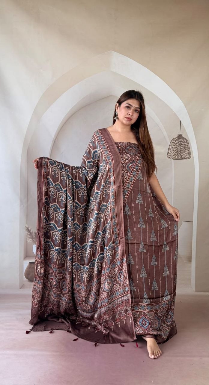 Brown Modal Ajrakh Suit 3