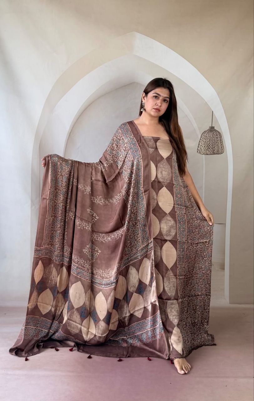 Brown Modal Ajrakh Suit 4