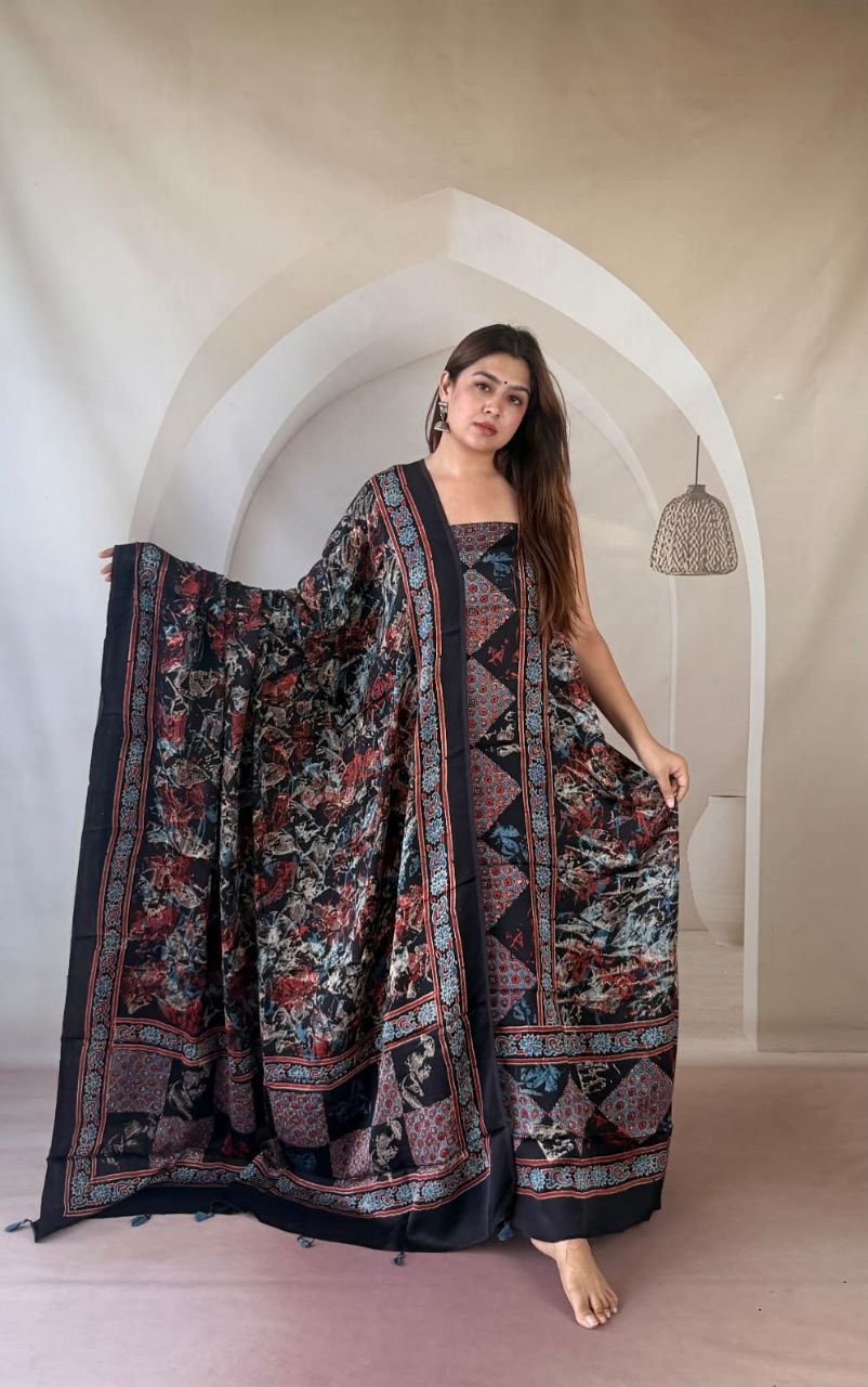 Maroon Modal Ajrakh Suit 1