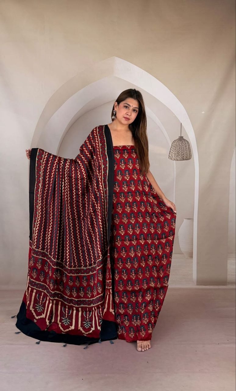 Maroon Modal Ajrakh Suit 2