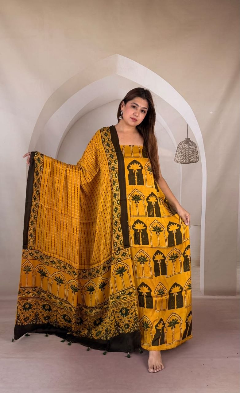 Mustard Modal Ajrakh Suit 2