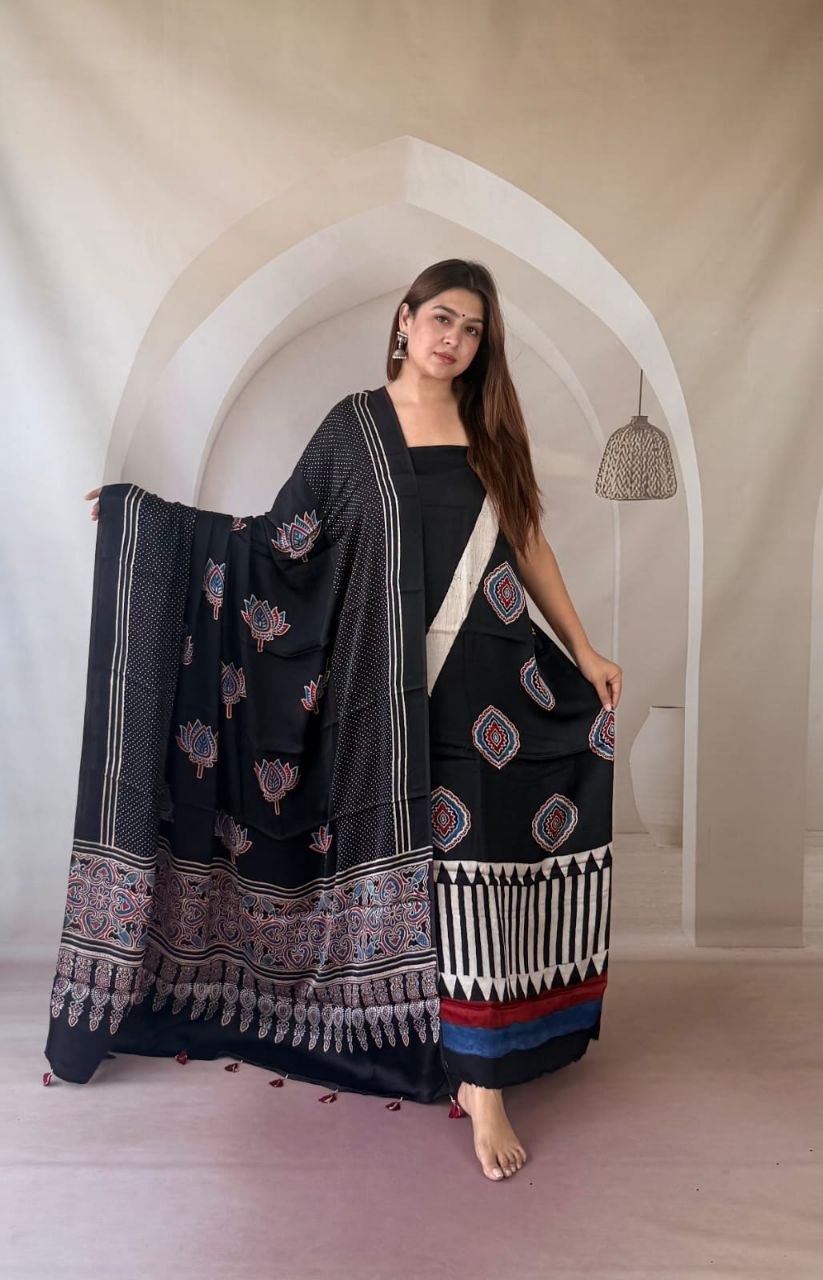 Red Modal Ajrakh Suit 8