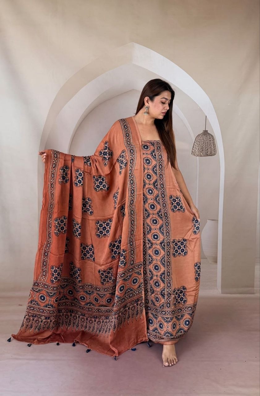 Rust Modal Ajrakh Suit 2
